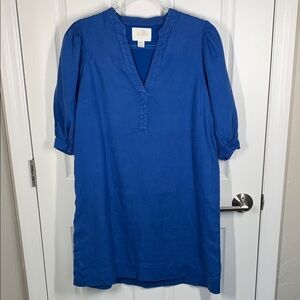 Lilly Pulitzer blue linen puff sleeve dress size small